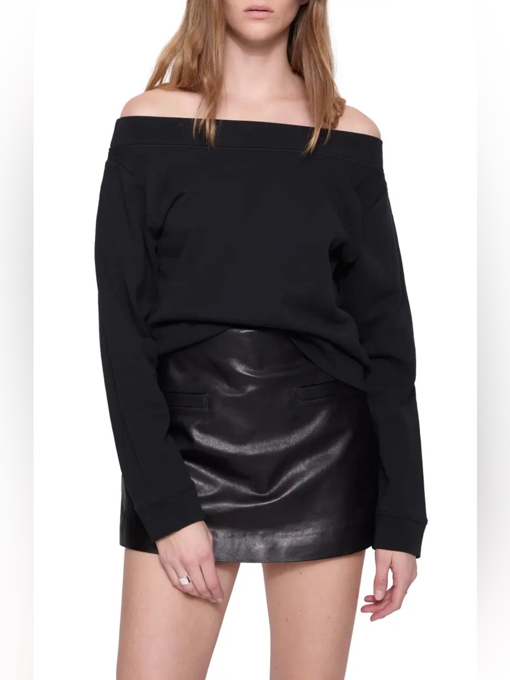 Rebecca Minkoff Kora Off the Shoulder Cotton Sweatshirt Size Large 100% Cotton